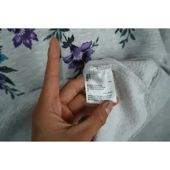 Vintage Sweater Gray 90s Floral Art Women's Medium #662 - Picture 6 of 7